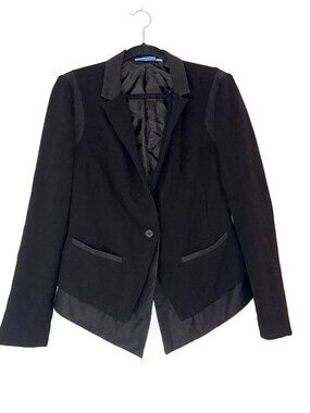 Simply Vera Vera Wang Black Asymmetrical Notched Lapel Blazer Sophisticated Offi